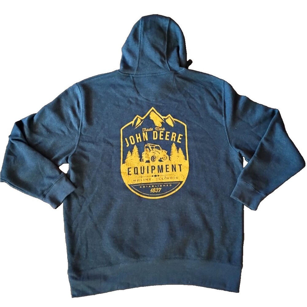 John Deere Men' Graphic Print Gray Hoodie Long Sleeve Pullover  Size XL VGUC